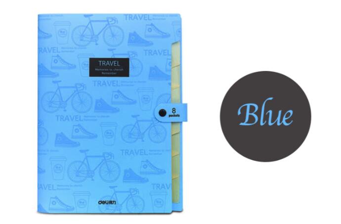 Deli plastic himmelblå  a4 arkivmappe små dokumentposer ekspanderende tegnebog fylder kontorpapirmapper til dokumenter: Blå