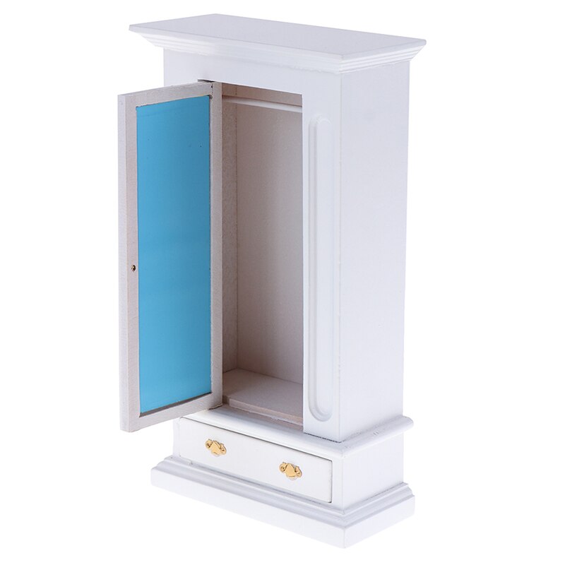 1/12 schaal houten kast garderobemeubel model met spiegel