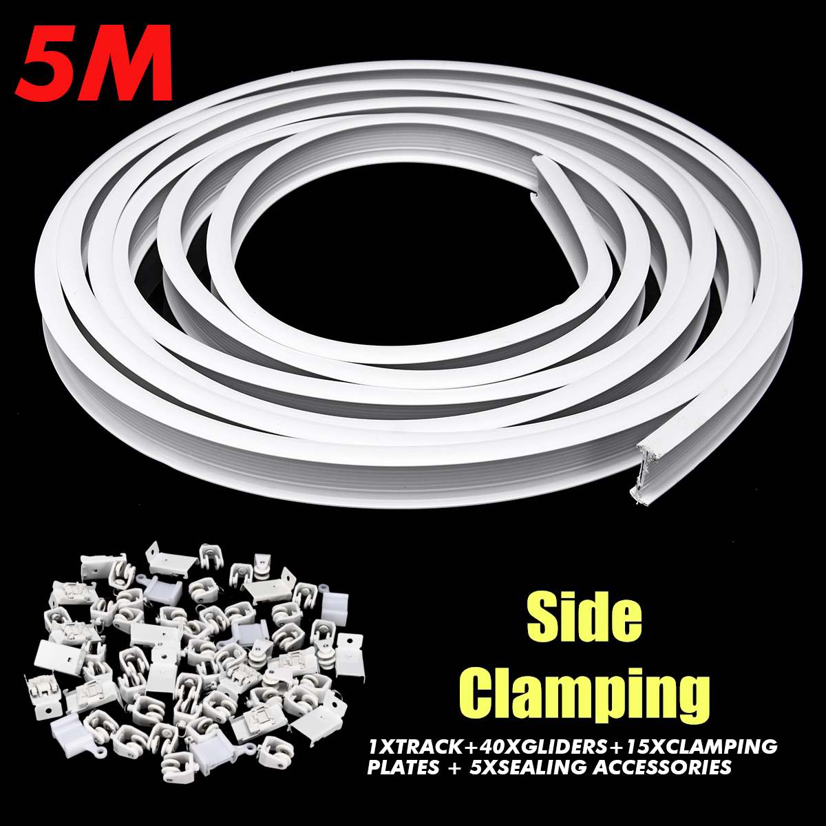 3M 5M 6M flexibel Decke Vorhang Schiene Biegsamen Fenster Stange Gerade Kurve Vorhang Zubehör oben Seite spann Wohnkultur: 5M seite Clamping