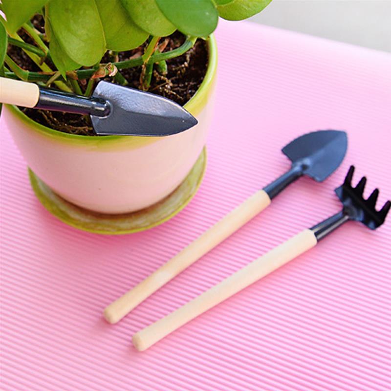3PCS/Set Garden Tool Set Wooden Handle Iron Head Handheld Shovel Trowel Fork Multi-Tool Garden Dropping