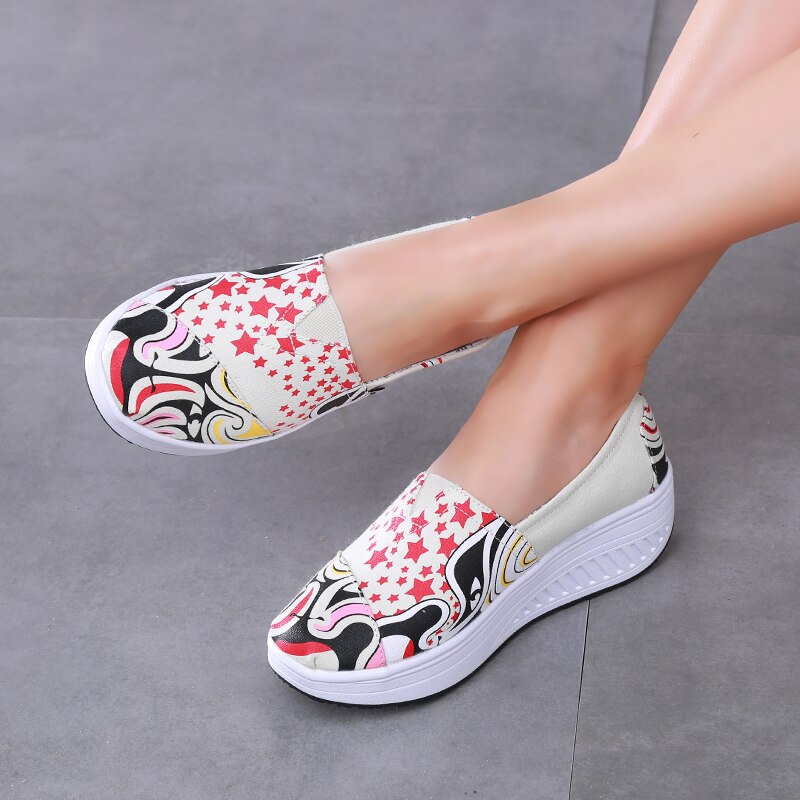 MINIKA Swing Platform Women Flats Breathable Summer Driving Shoes Female Canvas Fitness Slip On Women Flat Shoes dames schoenen