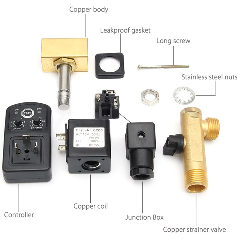 1/2 Inch Dn15 Elektrische Timer Auto Water Magneetklep Elektronische Drain Valve Voor Air Compressor Condensaat