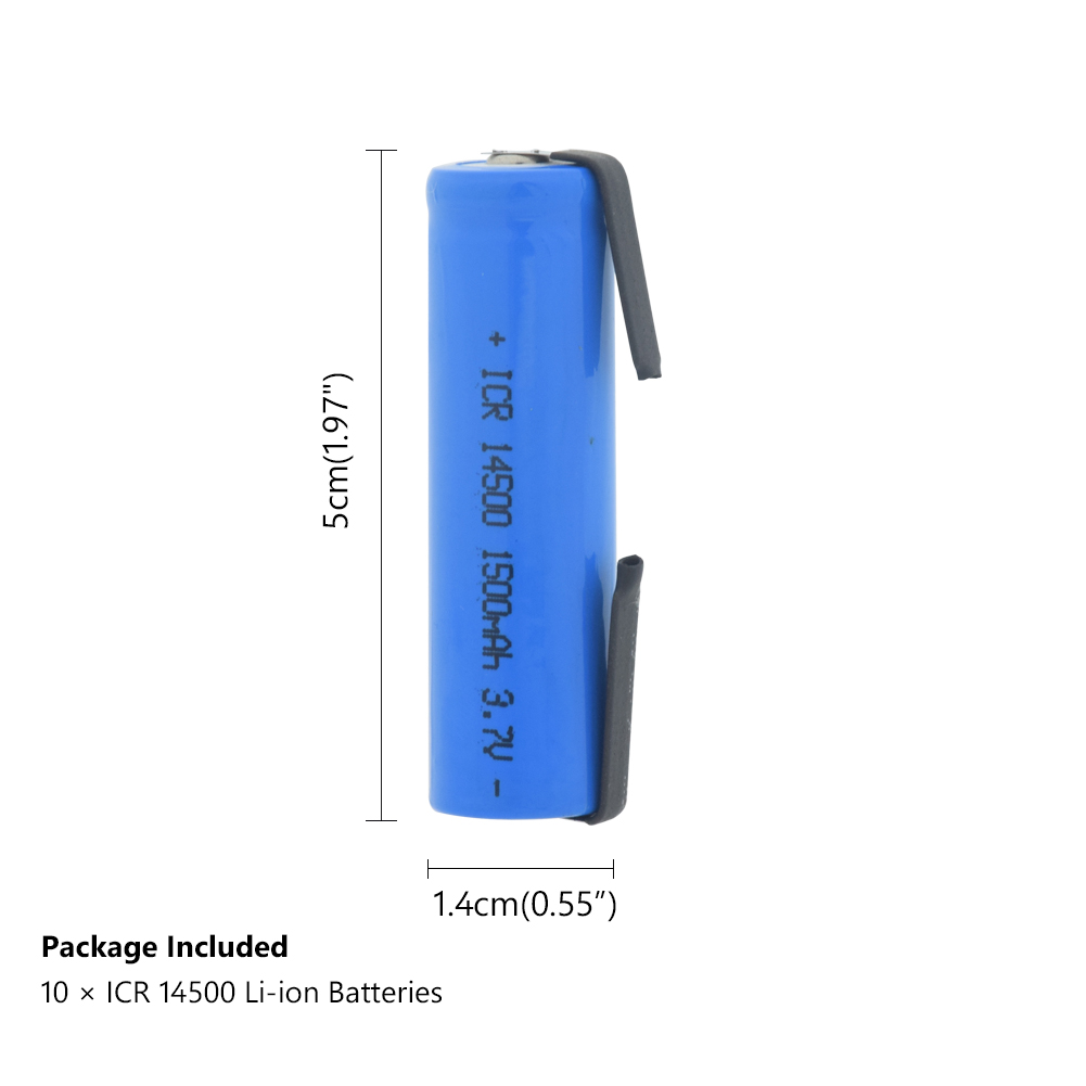 ICR 14500 Batteria Al Litio 3.7V 1500mAh Batterie Ricaricabili di Saldatura Nichel Copriletto batterie Per LED Torcia Della Torcia Elettrica