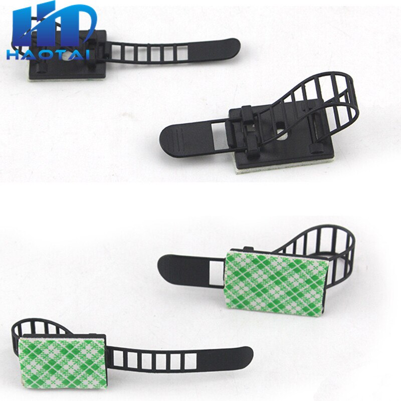 10pcs/pack Electric Tie Management Home Mount Nylon Cable Clip Holder Self-adhesive Multipurpose Adjustable Wire Clamp Fixed