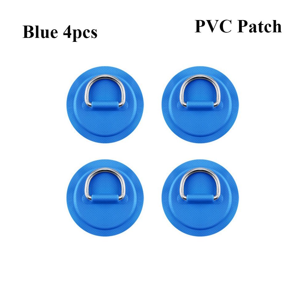 1/4Pcs Surfboard Dinghy Boat PVC Patch With Stainless Steel D Ring Deck Rigging Sup Round Ring Pad 5M Elastic Bungee Rope Kit: 4-4pcs