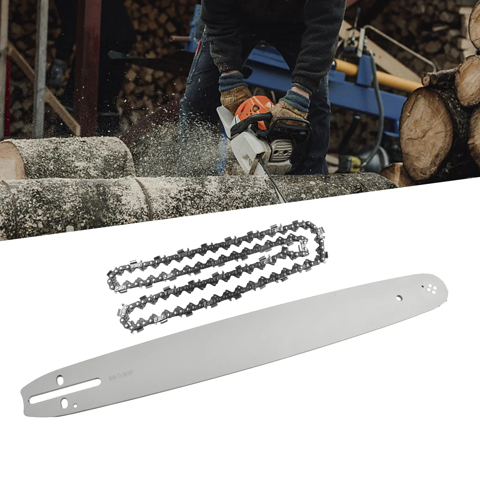 18 "Kettingzaag Gids Bar + zaag Ketting Vervanging Voor 62CC 58CC 52CC Kettingzaag Voor Chinese Kettingzaag 4500 5200 5800 Grastrimmer Onderdelen