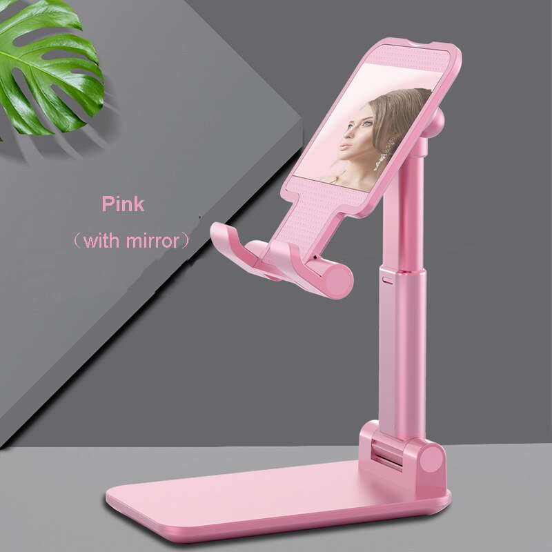 Foldable Desk Mount Mobile Phone Holder Stand for iPhone iPad Huawei Samsung Tablet Smartphone Portable Phone Stand: Pink