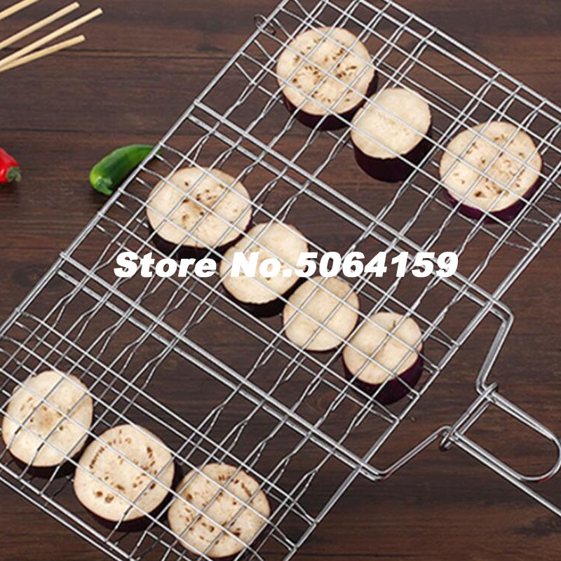 Tragbare BBQ Grillen Korb Edelstahl Antihaft Grill Grill Korb Werkzeuge Grill Mesh für Fisch Hamburger Klapp