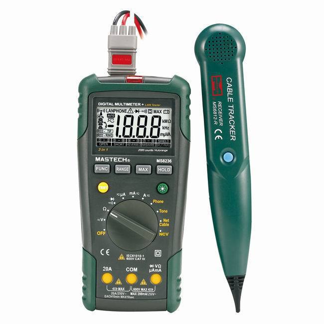 MASTECH MS8236 Digital Auto Range Multimeter LAN Tester Net Cable Tracker Tone Telephone line Check Non-contact Voltage Detect