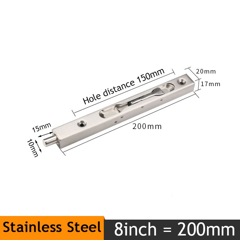 KAK 4/6/8/10 inch Stainless Steel Hidden Door Bolt Security Guard Door Latch Sliding Door Lock Bathroom Bolt Dust Proof Hardware: Silver 8inch