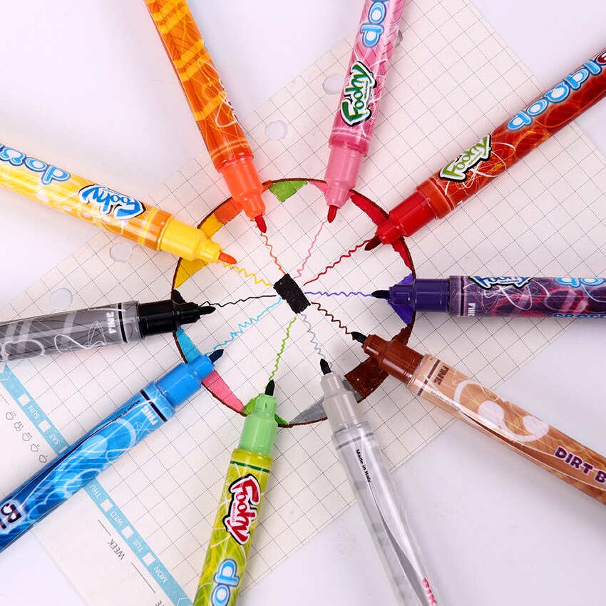 10PCS Kinderen Kan Worden Wassen Kleurpotloden Mode Dubbele Hoofd Kunstenaar Tekening Pen Kid Aquarel Pen School Schilderen Briefpapier