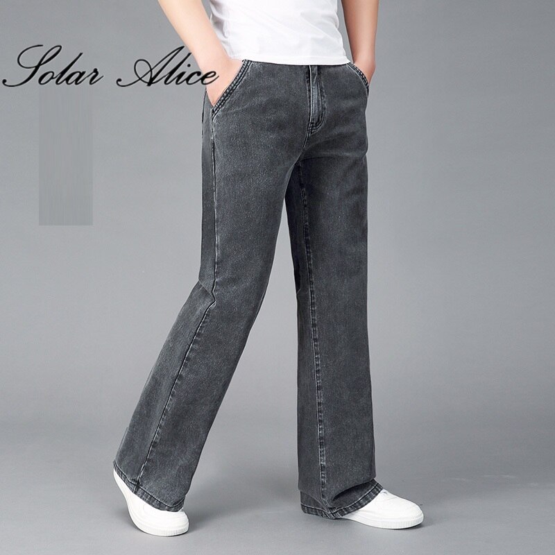 Pantalones vaqueros de pierna ancha para hombre, Jeans grises de , informales de negocios, talla grande, ,