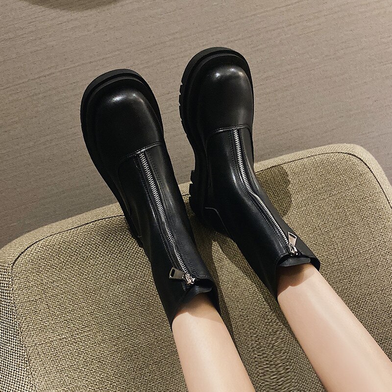 Cootelili kvinner nakle boots sko 5cm hæl rund tå boots for kvinner glidelås sko plattform sklisikre botas mujer størrelse 35-39