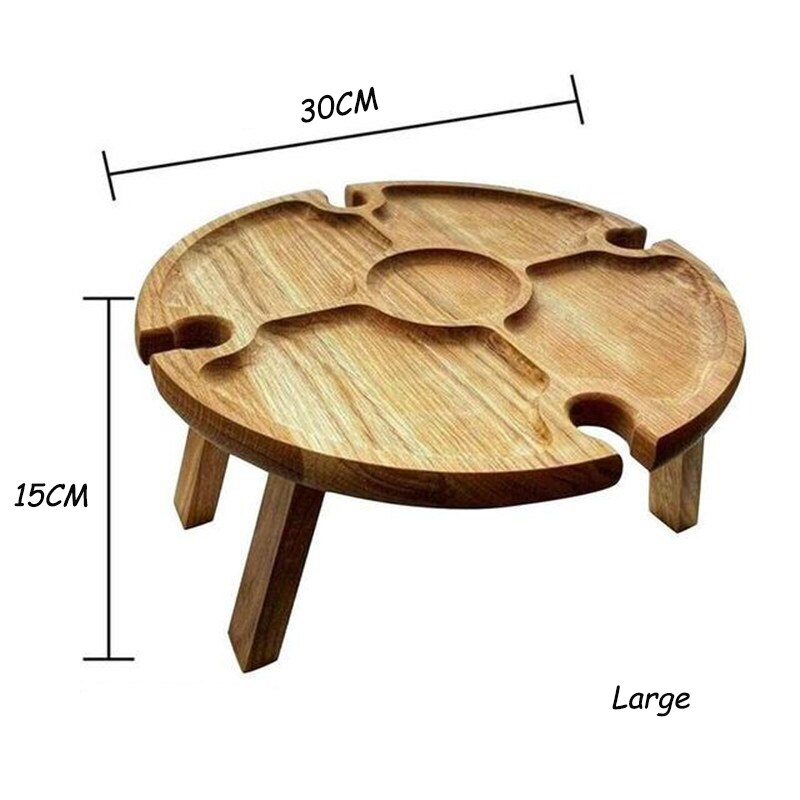 Draagbare Houten Outdoor Picknicktafel Vouwen Picknick Tafel Met Glazen Houder Wijn Tafel Afneembare Tafel Fruit Snack Tuin Lade: Large