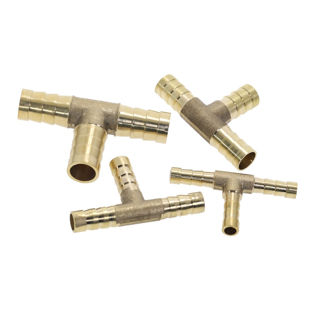 Messing splejserør fitting txyu type slange modhage 4mm 6mm 8mm 10mm 12mm kobber modhager konnektor led kobling adapter: 3 vejs -t / 10mm modhager