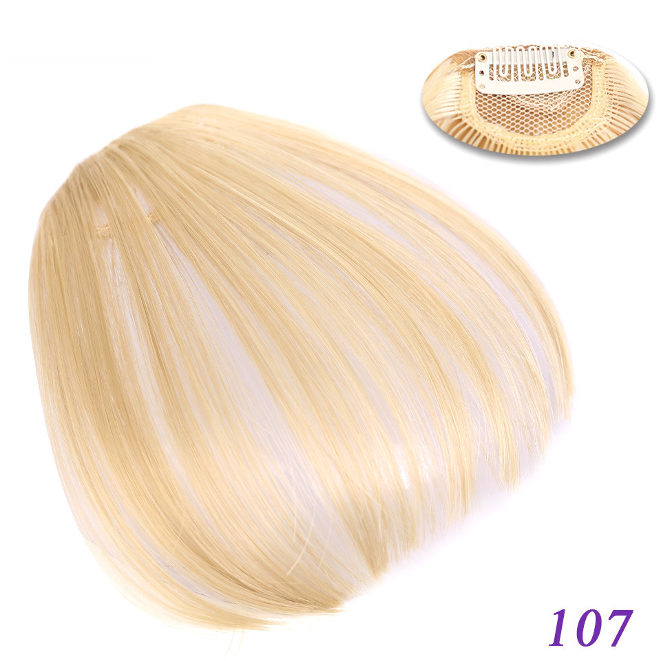 Flequillo romo sintético liso Natural LM, fibra de alta temperatura, marrón, flequillo completo con Clip para mujer con flecos de pelo de 6 pulgadas: T1B / 4 / 27