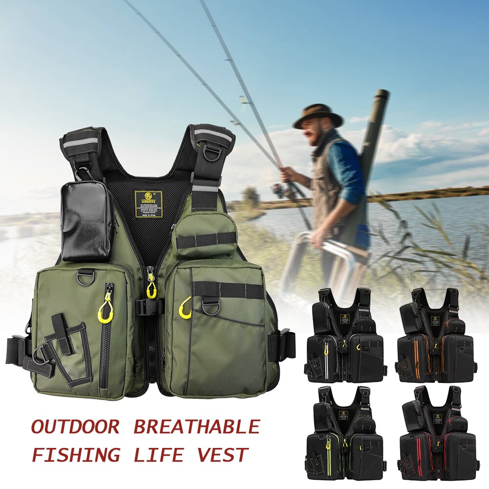 Fishing Life Jacket Outdoor Breathable Multiple Pockets Floatation Life Vest Adults Buoyancy Waistcoat Safety Jacket 낚시조끼