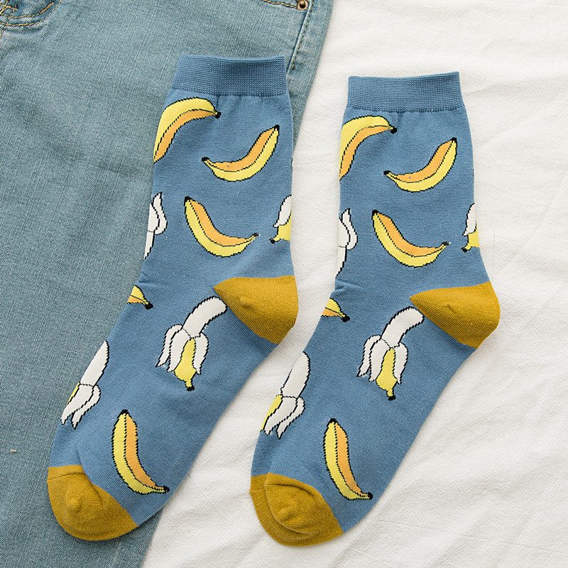 1 par søde avocado jordbær banan frugt mad medium strømper sjove japanske søde stil sokker afslappede kawaii pige sokker: E