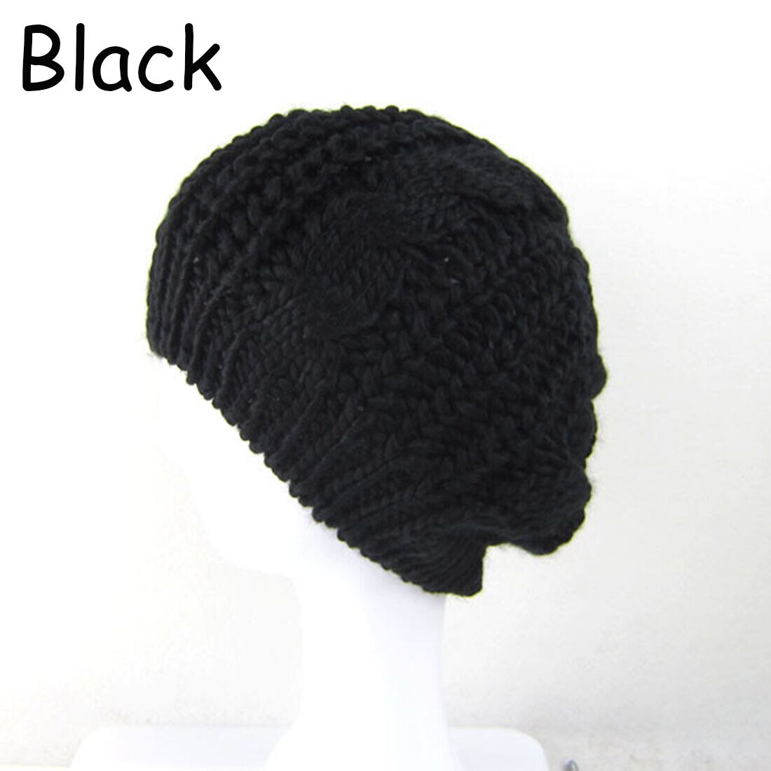 Beret Braided Hats Baggy Beanie Crochet Warm Winter Hat Ski Cap Wool Knitted Caps Women Lady Hats