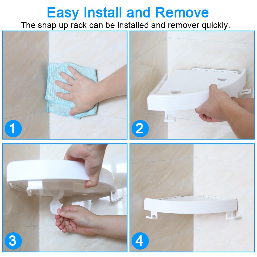 Bathroom Shelf Qrganizer Snap Up Corner Shelf Caddy Bathroom Plastic Corner Shelf Shower Storage Wall Holder Shampoo Holder