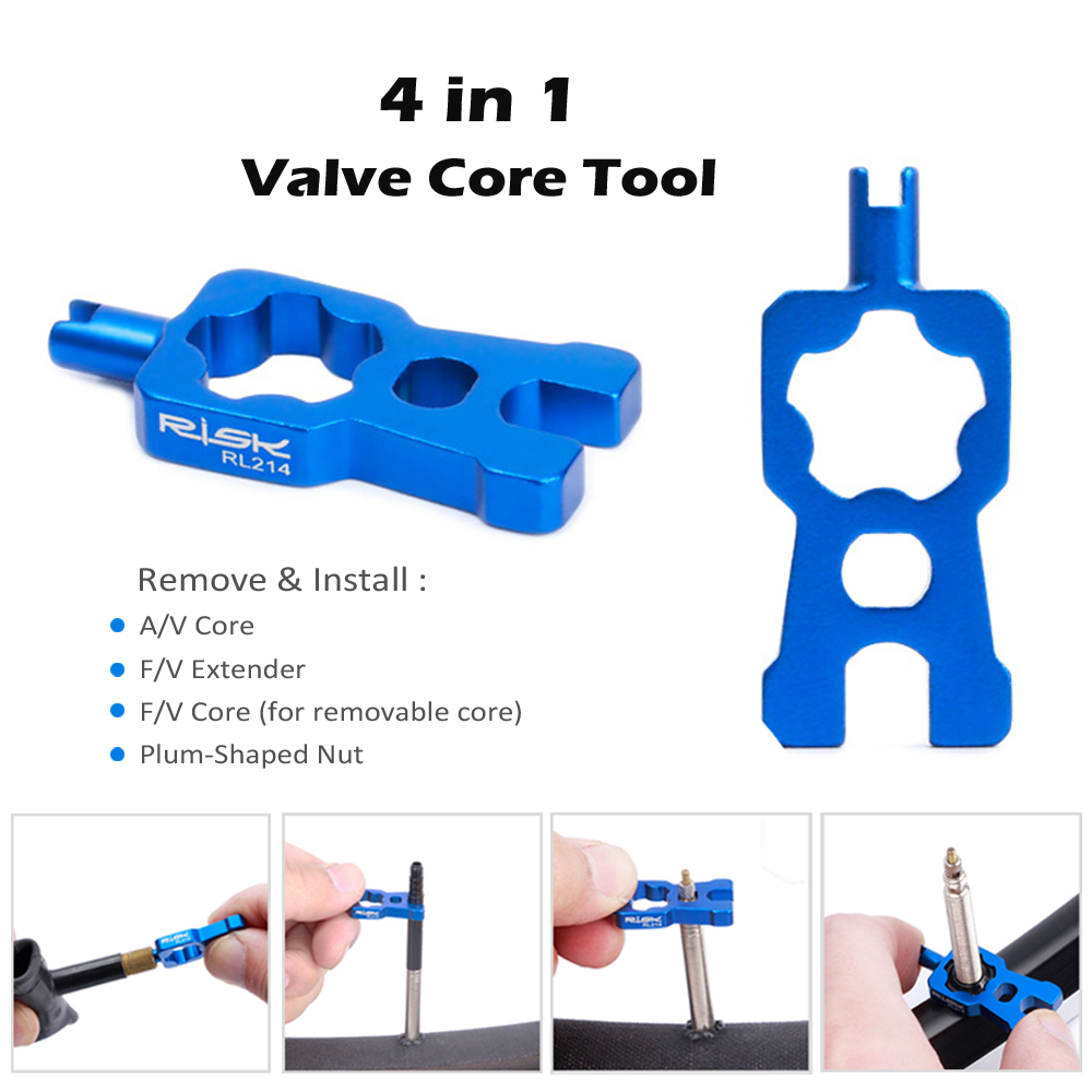 4 IN 1 Ventiel Remover Tool en Aluminium Fiets Presta Ventieldop Schrader Kleppendeksel Stofdicht voor MTB Racefiets
