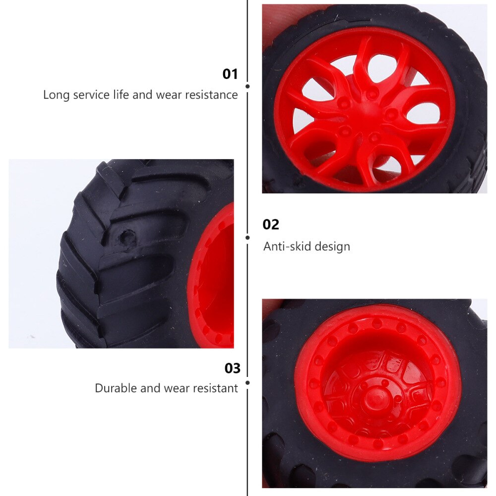8 pcs Four-wheel Drive Wheels Small DIY Plastic Toy Wheel Toy Tires Car Accessories Replacement for Robot