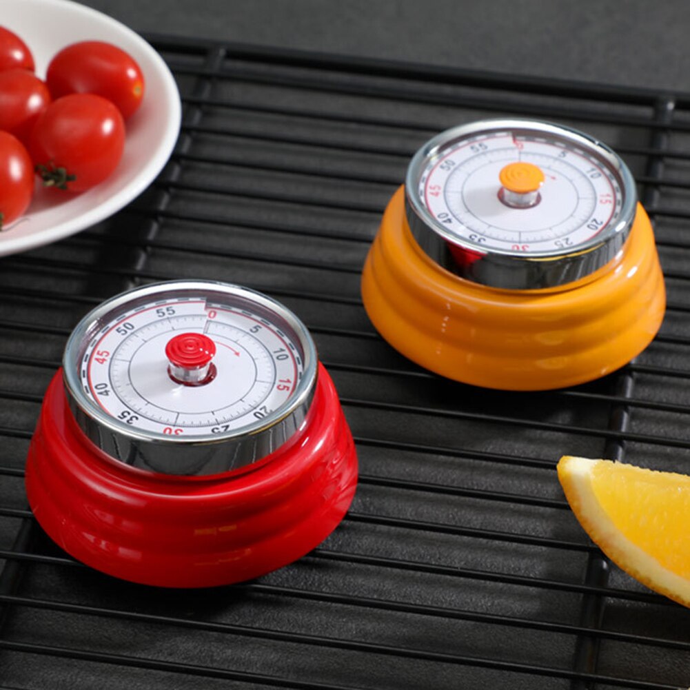 Round Shape Mechanical Timer-Magnetic Visual Countdown Timer with Alarm for Kitchen Cooking Baking Sports Kids(Red)