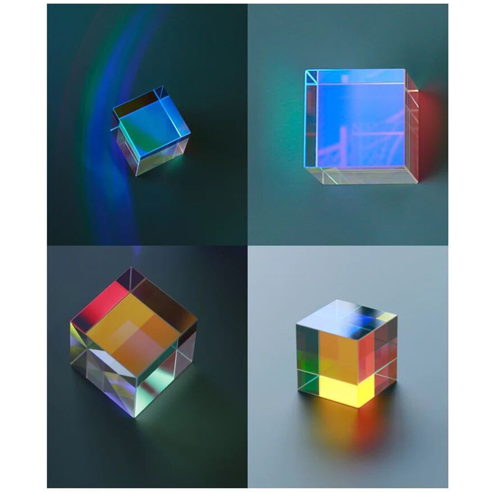 Light Prism Photo Ornaments Seven Color Crystal Cube Valentine'S Day Girlfriend Rectangle Cube Optical 10mm Glass Cubes