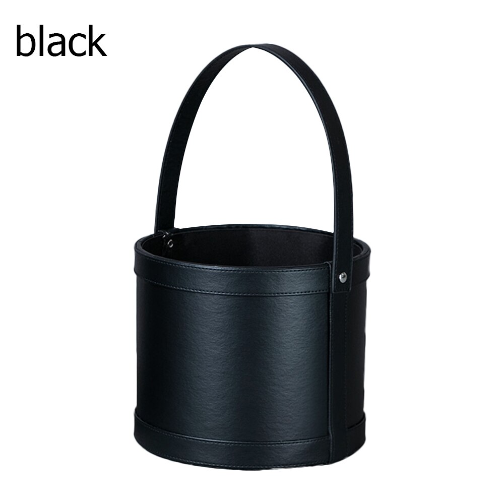 Flower Boxes Bouquet Florist Packaging Box Round Wedding Cake Box Transparent PVC Leather Flower Dustproof Exhibitions: B-Black