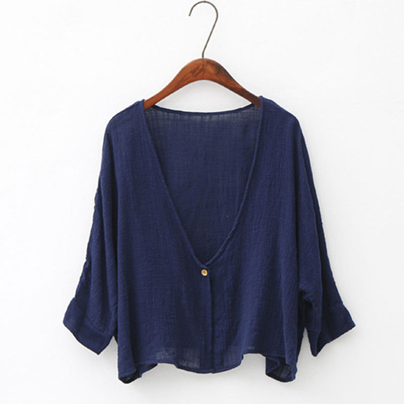 Delle donne Del Manicotto Del Blocco Cardigan Scialle Magliette E Camicette di Estate Della Camicia di Autunno Del Cotone di Lino Sottile Morbido Anti UV Protezione Solare del Bicchierino-manicotto Allentato Mantello Giubbotti cappotto: dark blue