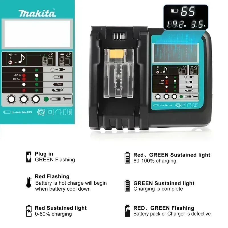 18v batterilader makita original,makita 18v 14.4v 10.8v 4 puertos lithium batteri hurtiglader ,18v makita batteri med lader