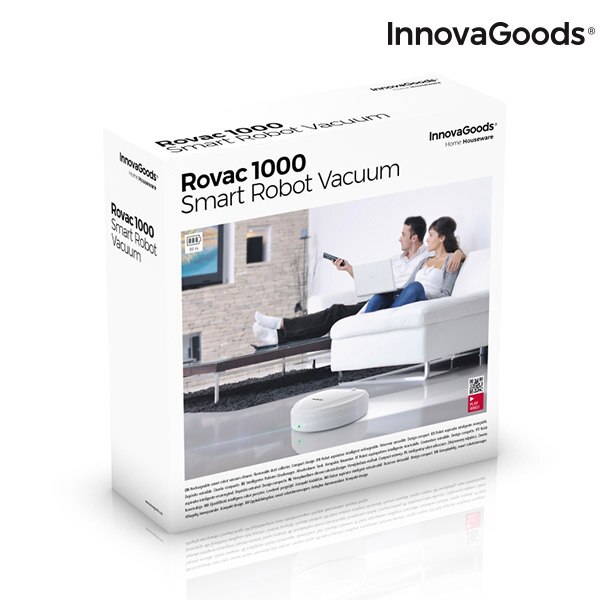 InnovaGoods Robot Aspirador Inteligente Rovac 1000 Blanco | desde España | robot aspirador limpieza suelo , depósito batería carga USB , utensilios de limpieza hogar , productos de limpieza , robots aspiradores