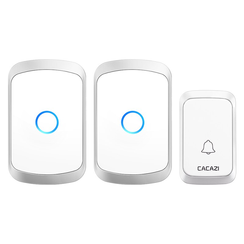Cacazi Draadloze Deurbel Dc Batterij-Operated Waterdichte 36 Chimes 5 Volume 300M Range Home Security Draadloze Deur Call ring Bell: silver 1x2