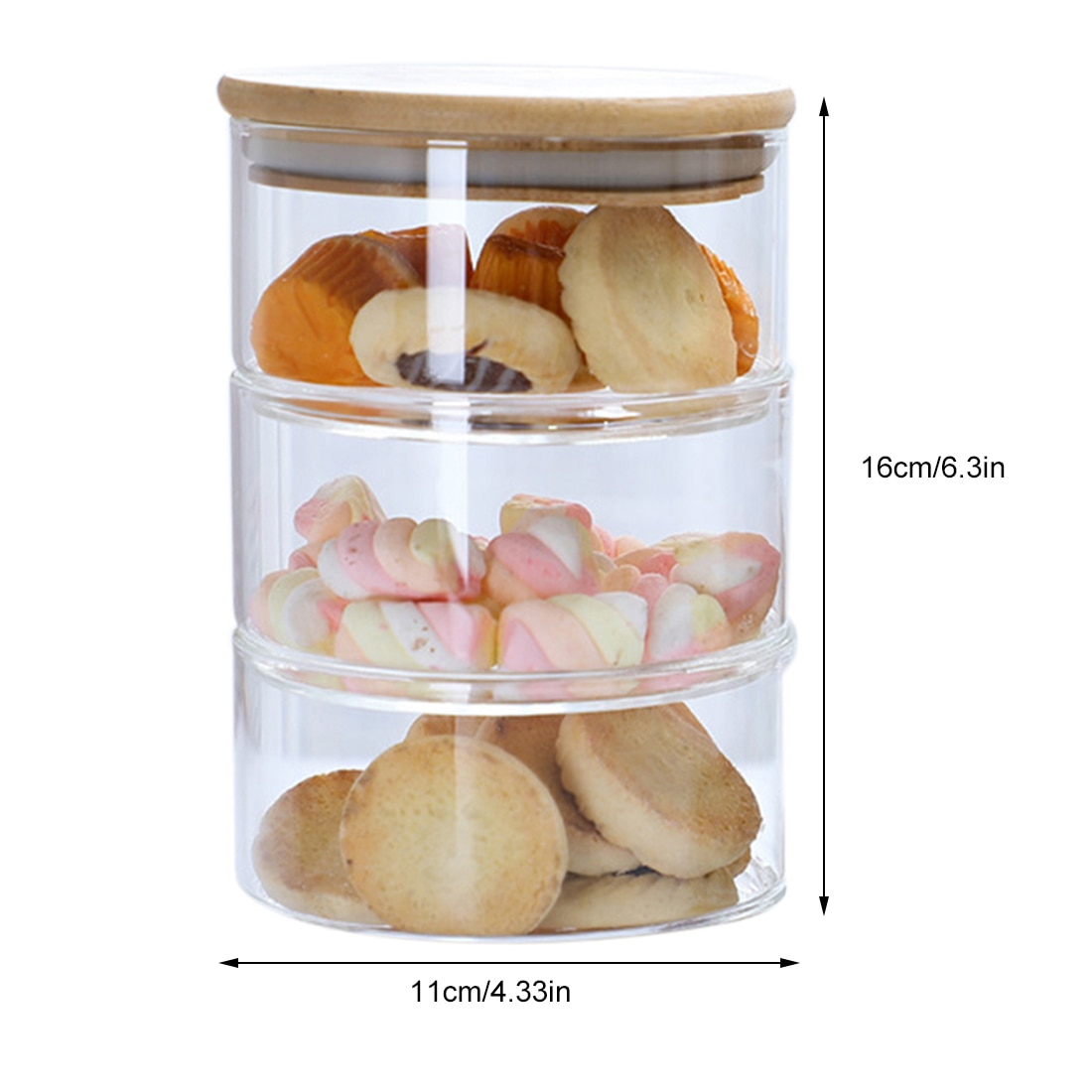 4-Tier Stackable Glass Apothecary Jar Kitchen Candy Cookie Food Bulk Container Storage Bottles Containers With Lid - Transparent: 3