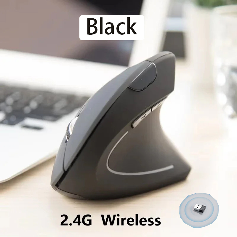 Novo 2.4g sem fio vertical ergonômico mouse para jogos sem fio recarregável gamer mause kit mouse óptico computador portátil desktop: Branco