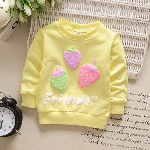 Katoen Lange Mouw Schattige Baby Shirt Meisjes Kids Kinderen Prinses Baby T-shirt Baby Meisje Kleding Lente Herfst: YELLOW / 24M