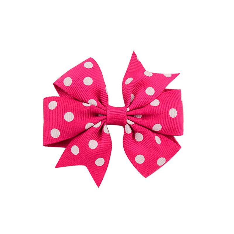 Polka Dot Grosgrain Lint Bows met Alligator Clip Kinderen Meisjes DIY Strikje Haarspelden Baby Haarspelden Hoofddeksels Haar Accessorises: 14 Rose Red