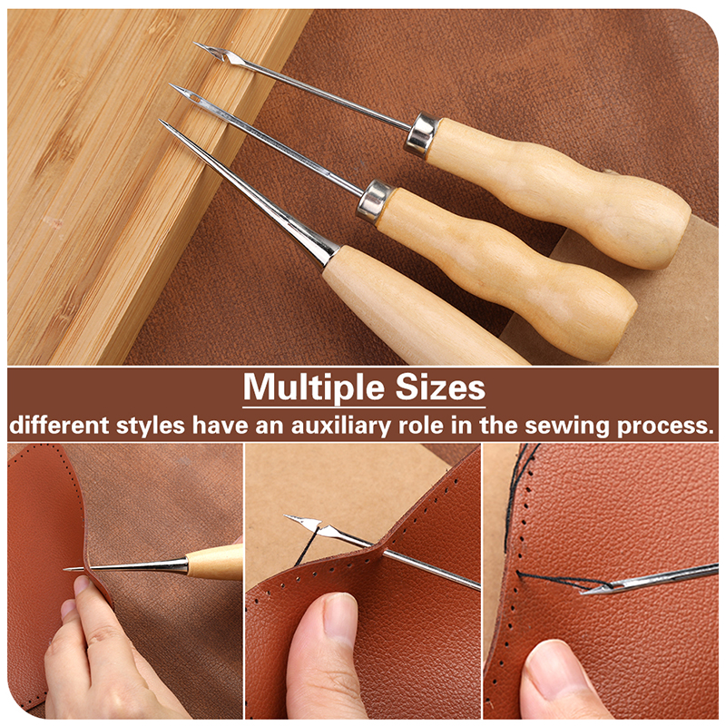 LMDZ DIY Leather Craft Tools Kit With Punch Tools Set Sewing Needles Waxed Thread Steel Ruler Leather Sewing Tool Accessories