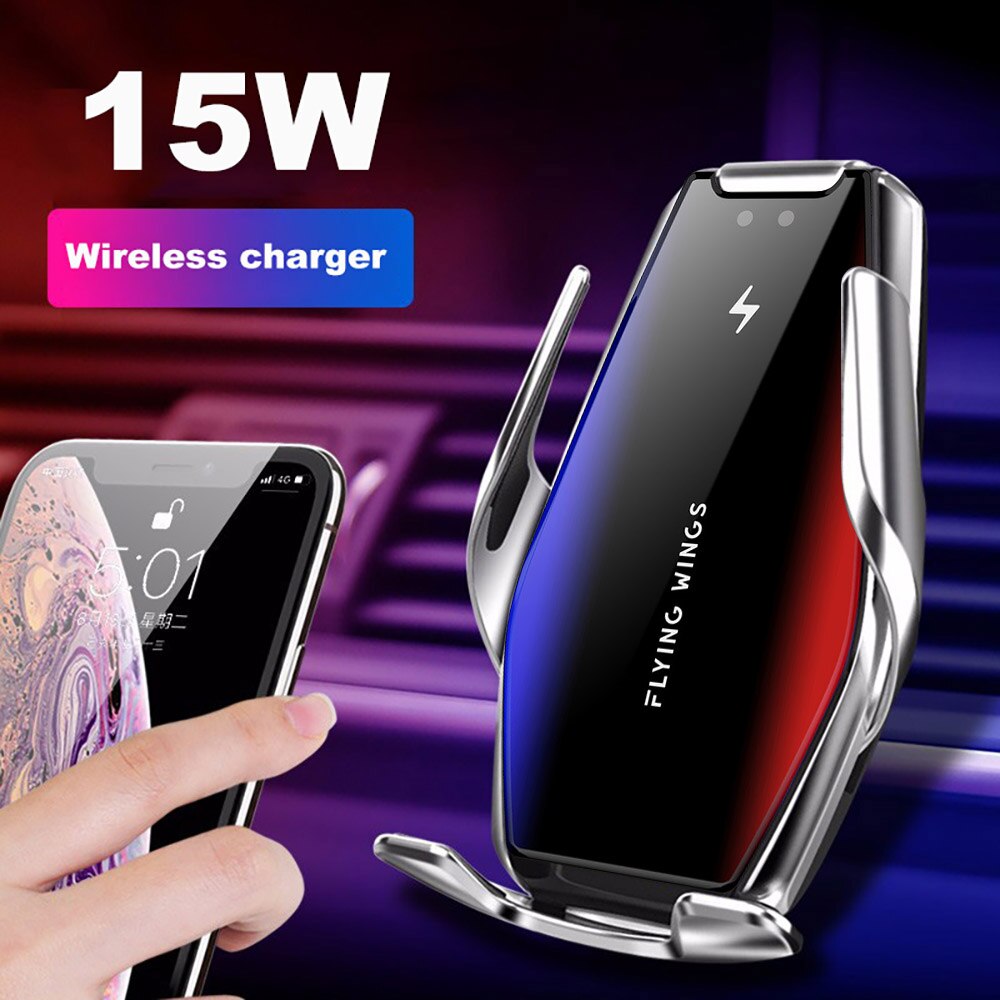 Fdgao 15w aperto automático carro carregador sem fio para iphone 11 pro max xs xr x 8 samsung s20 s10 sensor infravermelho suporte do telefone