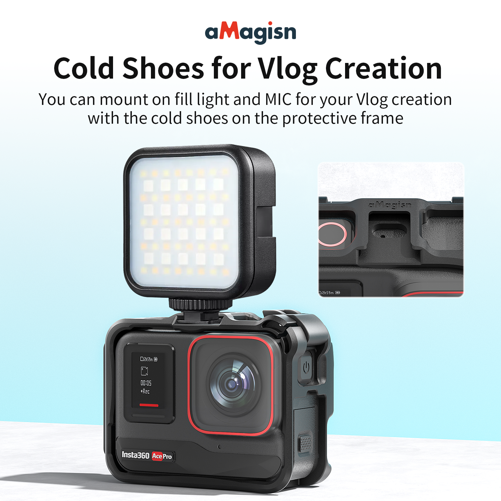 aMagisn Utility Frame Plastic Cage Protective Housing , Horizontal Vertical Mounting Jacket for Insta360 Ace Pro 2 Accessories
