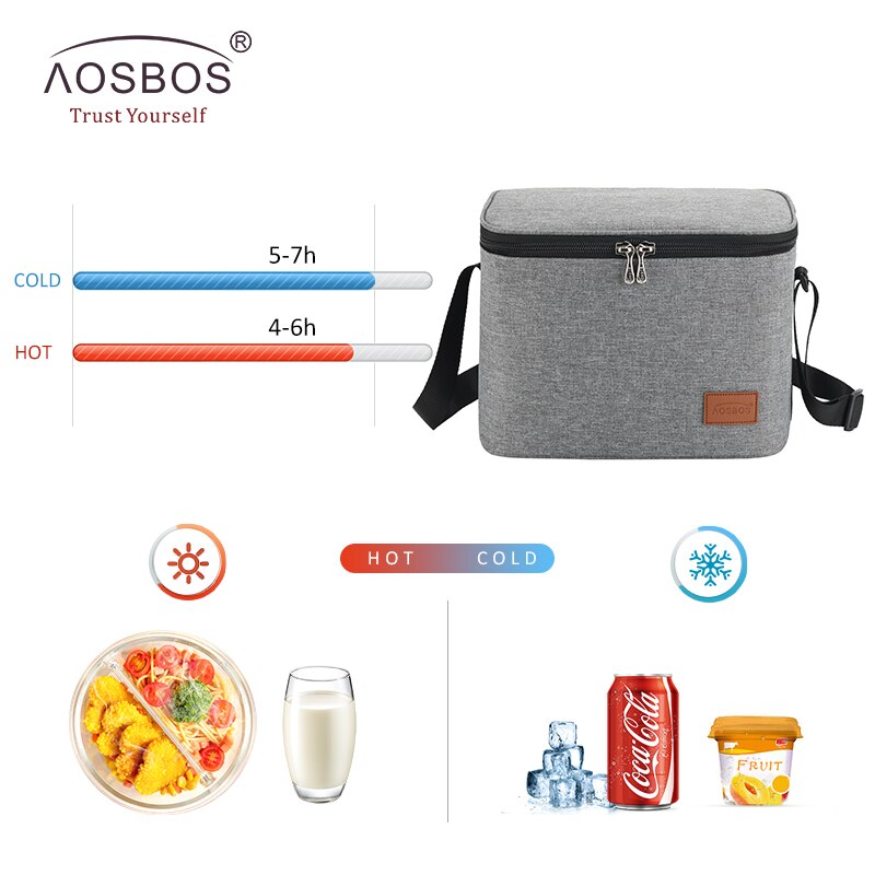 Aosbos Tragbare Thermische Mittagessen Taschen für Frauen freundlicher Männer Multifunktions Lebensmittel Picknick Kühlbox Isoliert Trage Tasche Lagerung