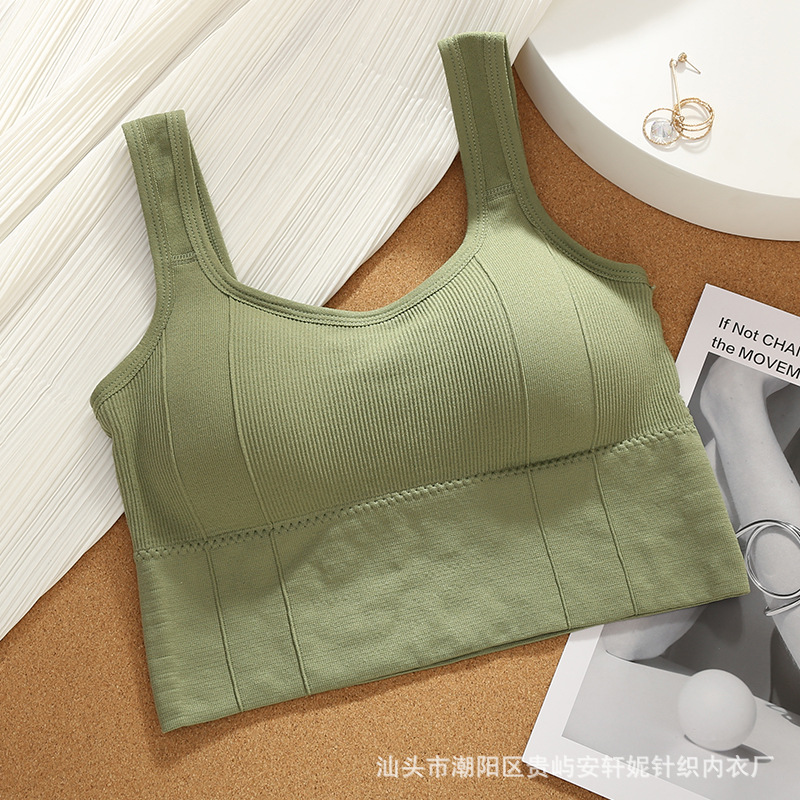 Vrouwen Katoenen Ondergoed Tube Tops Sexy Effen Kleur Top Push Up Bh Vrouwelijke Crop Top Sportbeha Tank up Sexy Lingerie: Green