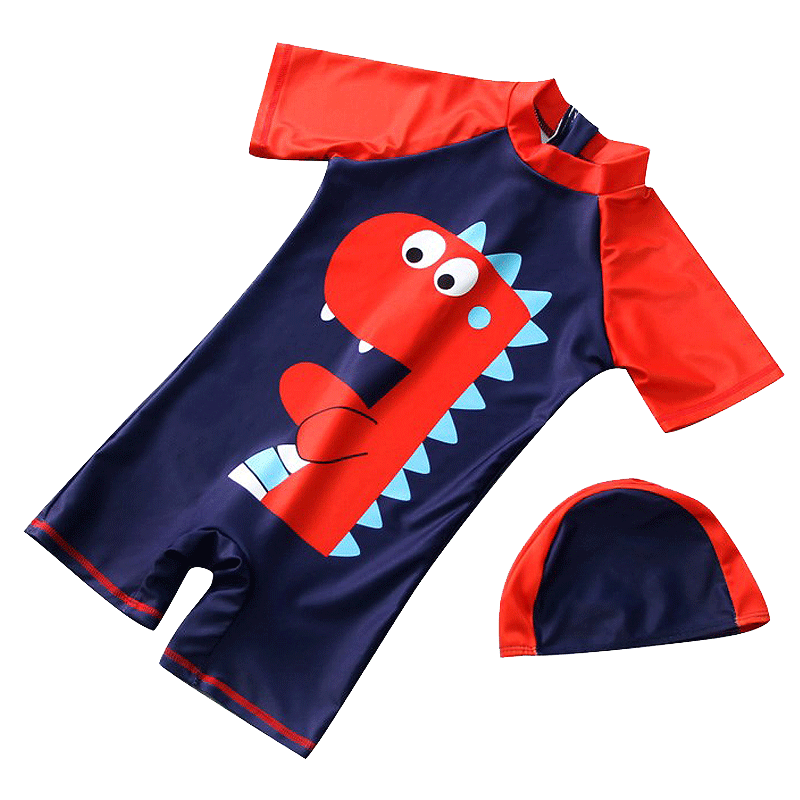 Bonito do bebê meninos maiô com padrão dos desenhos animados criança maiô crianças roupa de banho uma peça terno de natação para crianças