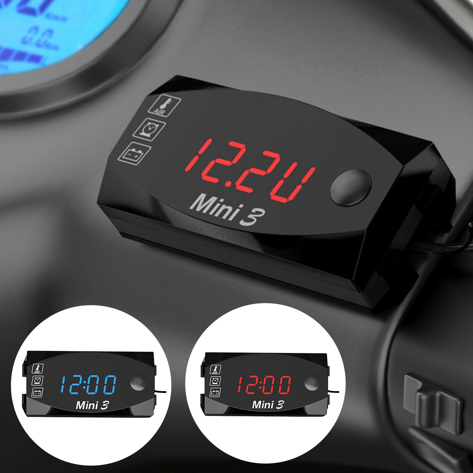 3 In 1 Universele Motorfiets Elektronische Klok Thermometer Voltmeter Horloge Display Hete Verkoop!