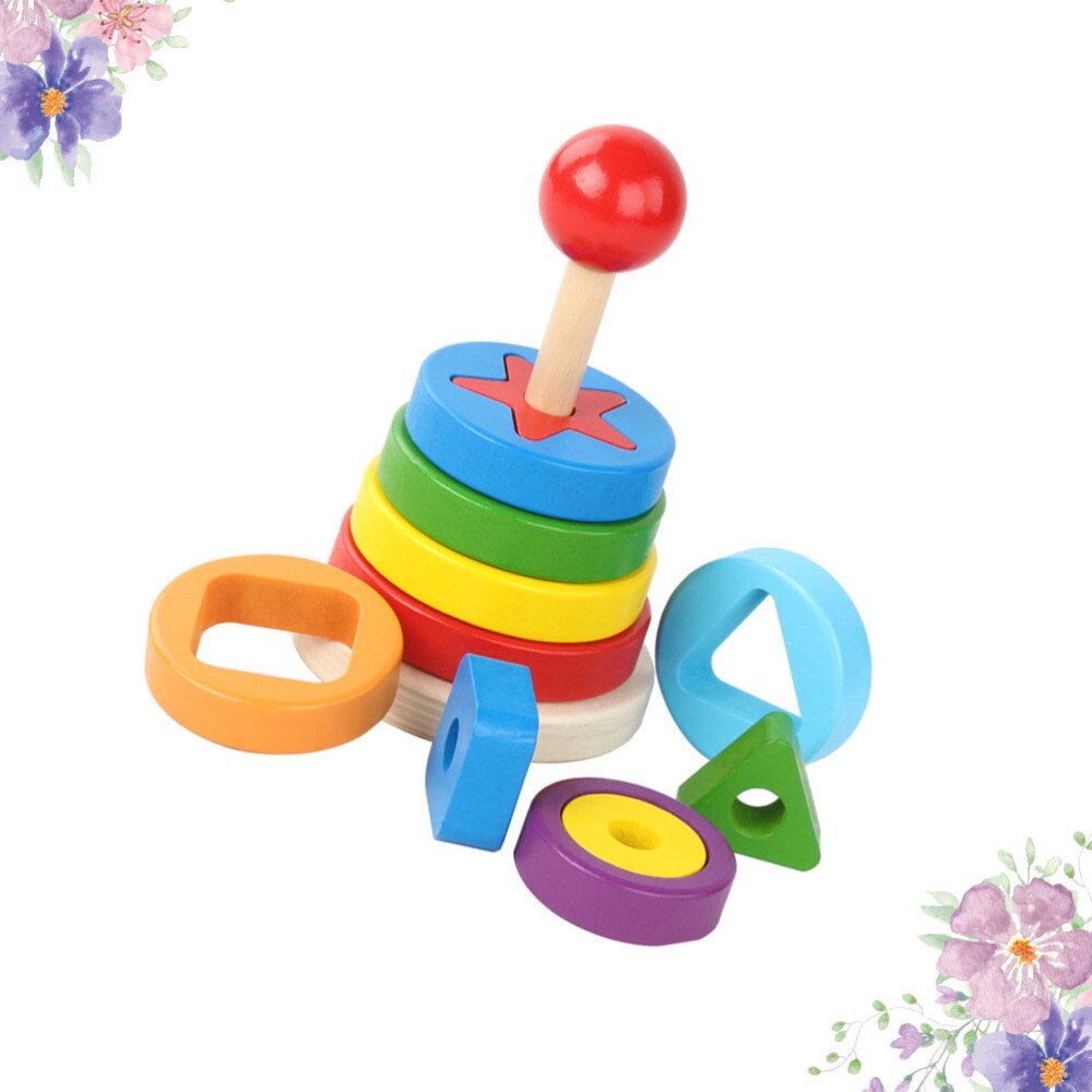 1 set houten grappige duurzame en veilige regenboog stapelspeelgoed voor de ontwikkeling van kinderen