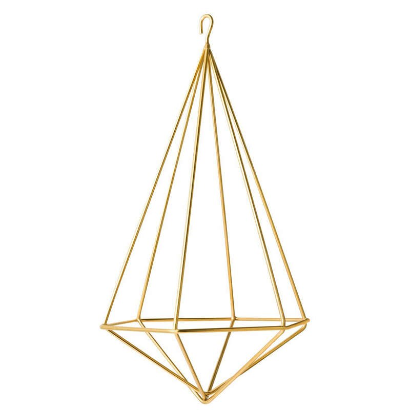Hanging Air Plant Holder Modern Geometric Planter With Chain Tillandsia Container Himmeli Wall Decor, Gold