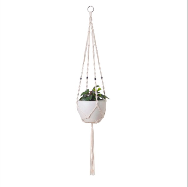 Plant Handgemaakte Macrame Plant Hanger Bloempot Haak Planter Hanger Muur Decor Binnenplaats Tuin Opknoping Mand Room Decor: 06