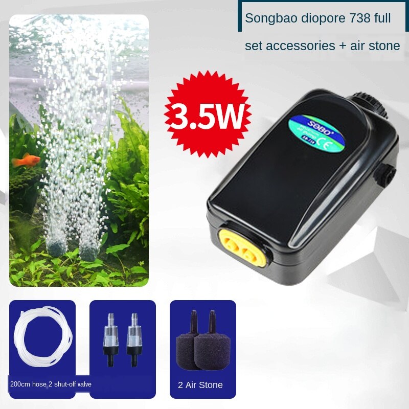 SOBO Aquarium Air Pump Fish Tank Increasing Oxygen Pump Adjustable Large Air Output Aeration Pump Air Compressor Accessories: 738    3.5W  P1