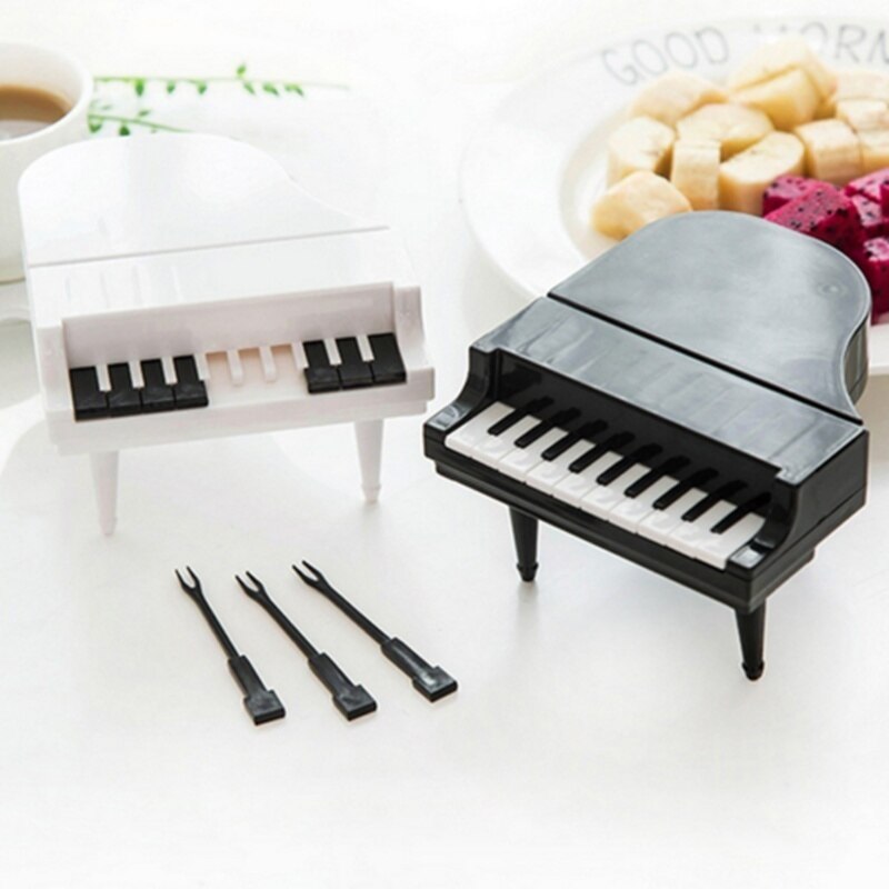 10 unids/set Piano de la fruta tenedor Piano teclado Tenedor de plástico postre para niños de pastel de Forks selecciones accesorios de cocina y Bar