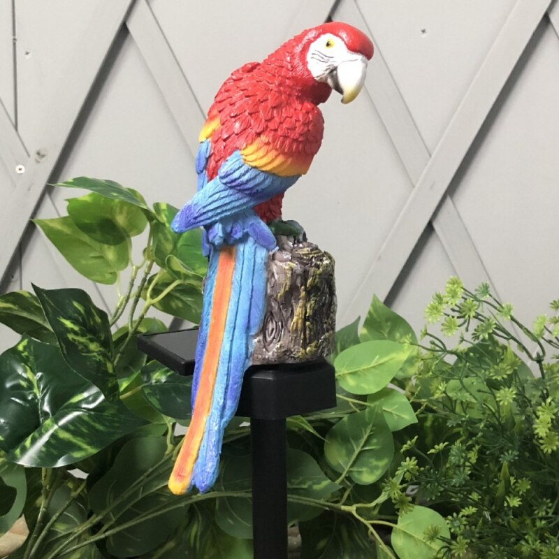 Lampa słoneczna ogrodowa rzeźby lekka papuga sowa kształt lampa słoneczna robić dekoracji ogrodu wodoodporna stocznia ogrodowa: parrot czerwony